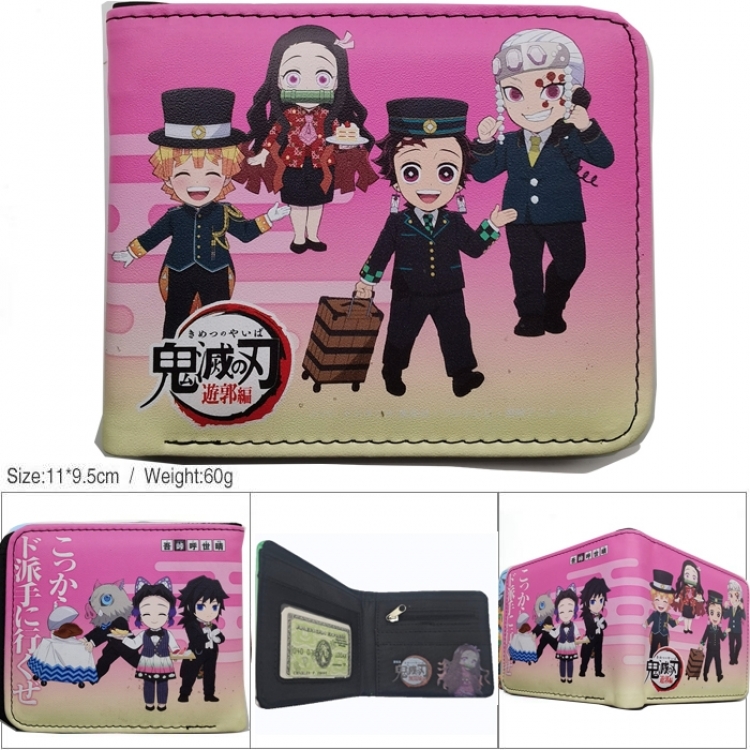 Demon Slayer Kimets 3D concave convex two fold short card wallet wallet wallet 11X9.5X2cm 65G