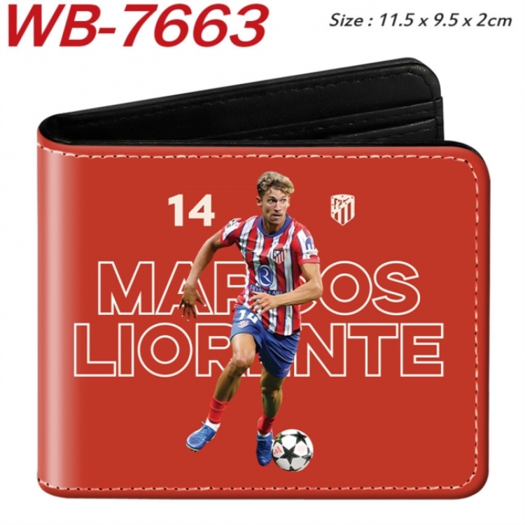 Football Anime color short full zip folding wallet 10x12x2.5cm