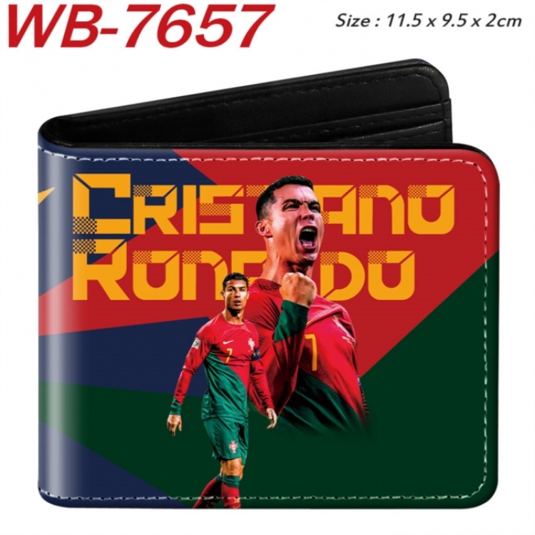Football Anime color short full zip folding wallet 10x12x2.5cm