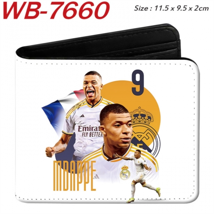 Football Anime color short full zip folding wallet 10x12x2.5cm