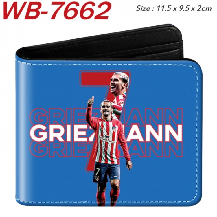 Football Anime color short full zip folding wallet 10x12x2.5cm