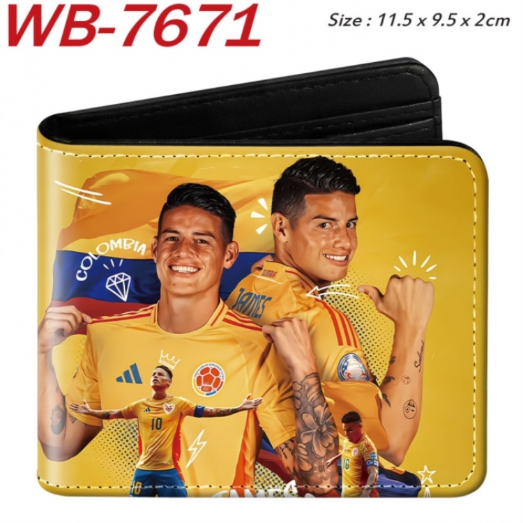 Football Anime color short full zip folding wallet 10x12x2.5cm
