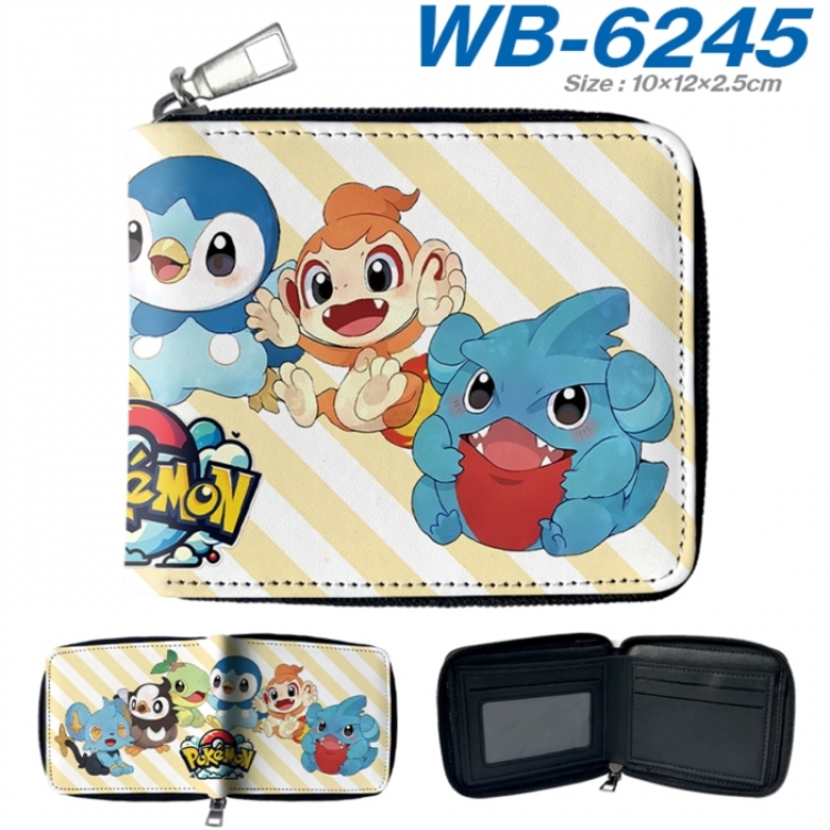 Pokemon Anime color short full zip folding wallet 10x12x2.5cm