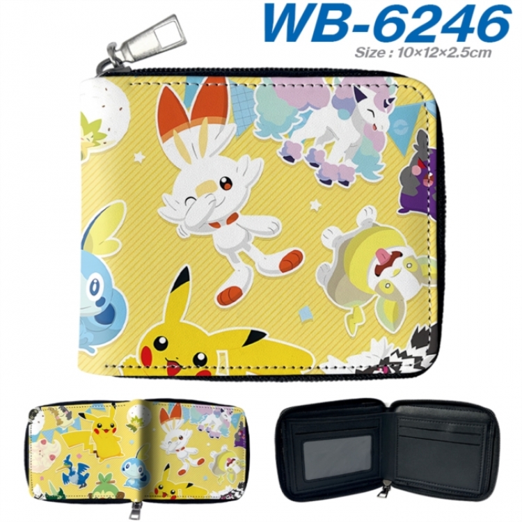 Pokemon Anime color short full zip folding wallet 10x12x2.5cm