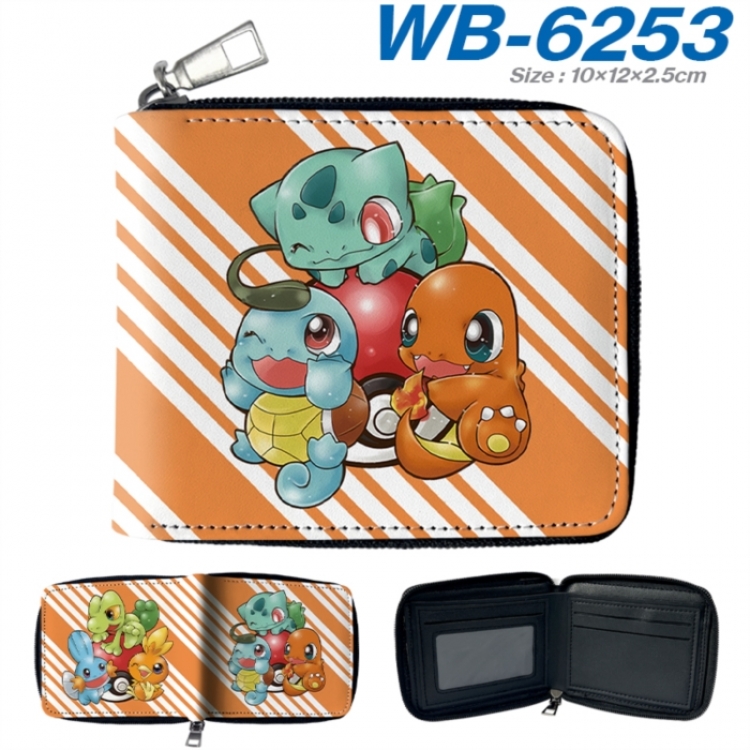 Pokemon Anime color short full zip folding wallet 10x12x2.5cm