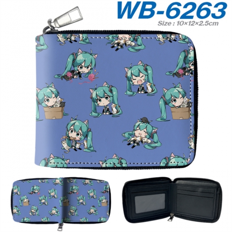Hatsune Miku Anime color short full zip folding wallet 10x12x2.5cm