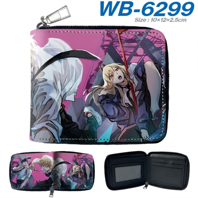 Chainsaw Man Anime color short full zip folding wallet 10x12x2.5cm