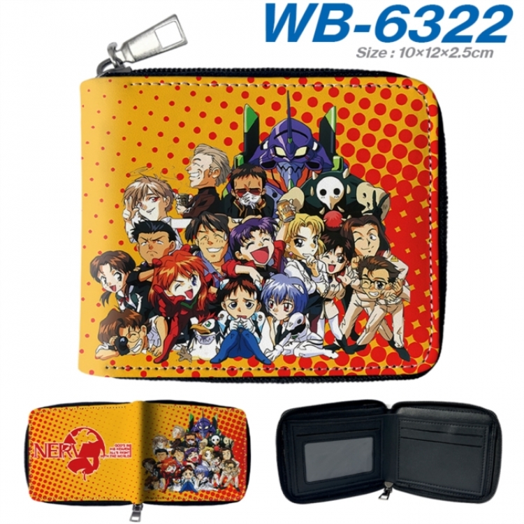 EVA Anime color short full zip folding wallet 10x12x2.5cm