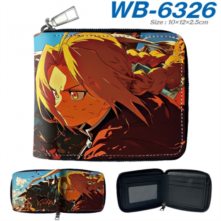 Fullmetal Alchemist Anime color short full zip folding wallet 10x12x2.5cm