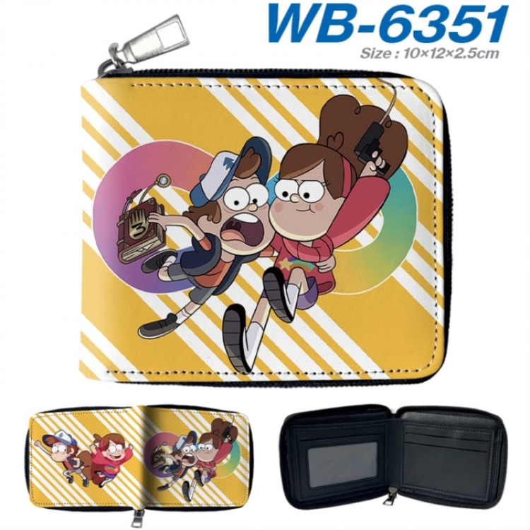 Gravity Falls Anime color short full zip folding wallet 10x12x2.5cm