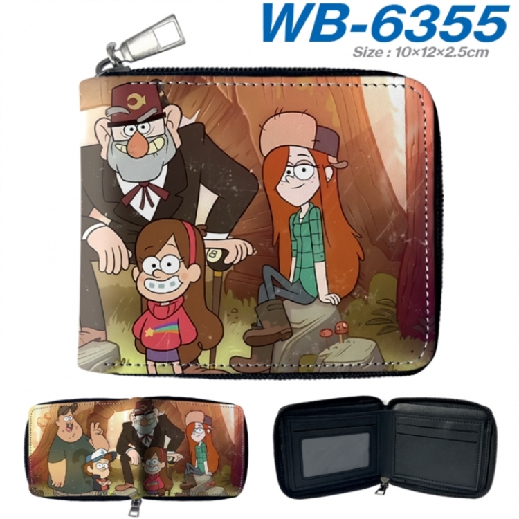 Gravity Falls Anime color short full zip folding wallet 10x12x2.5cm