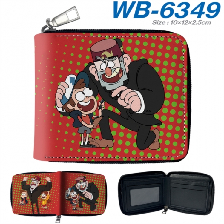 Gravity Falls Anime color short full zip folding wallet 10x12x2.5cm