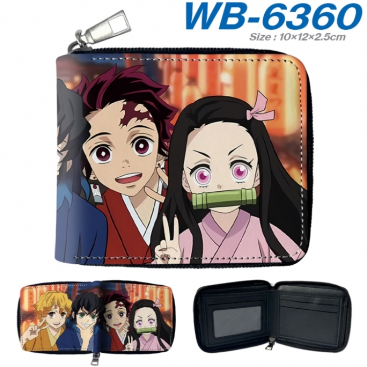 Demon Slayer Kimets Anime color short full zip folding wallet 10x12x2.5cm