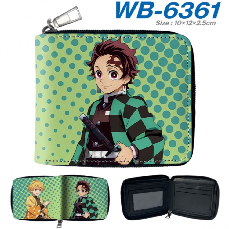 Demon Slayer Kimets Anime color short full zip folding wallet 10x12x2.5cm