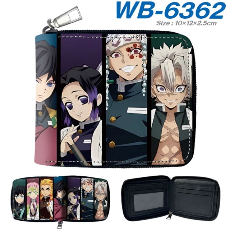 Demon Slayer Kimets Anime color short full zip folding wallet 10x12x2.5cm