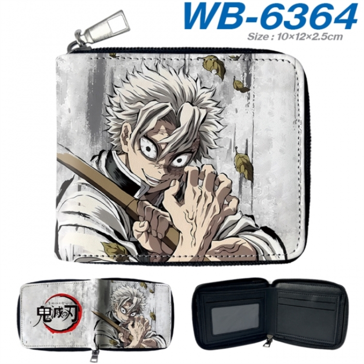 Demon Slayer Kimets Anime color short full zip folding wallet 10x12x2.5cm
