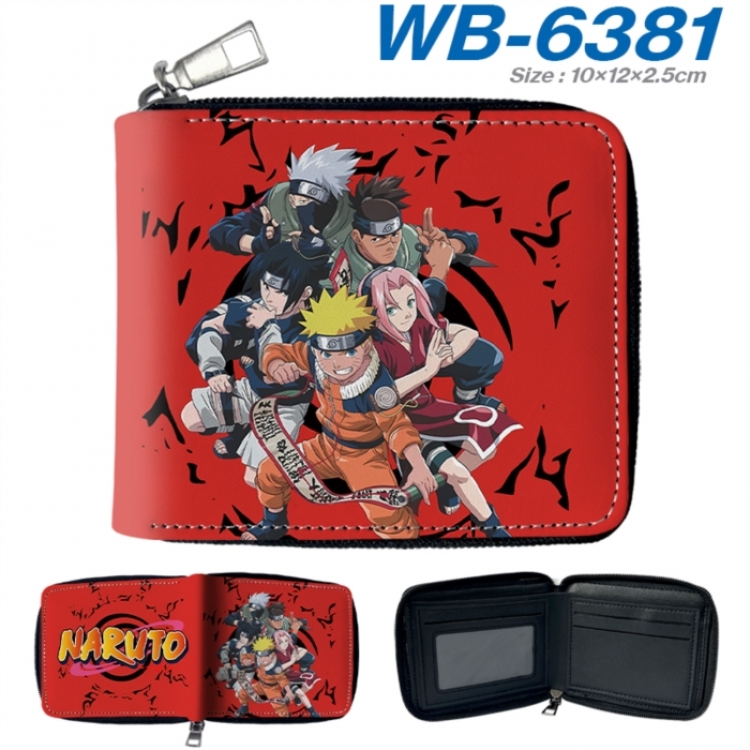 Naruto Anime color short full zip folding wallet 10x12x2.5cm
