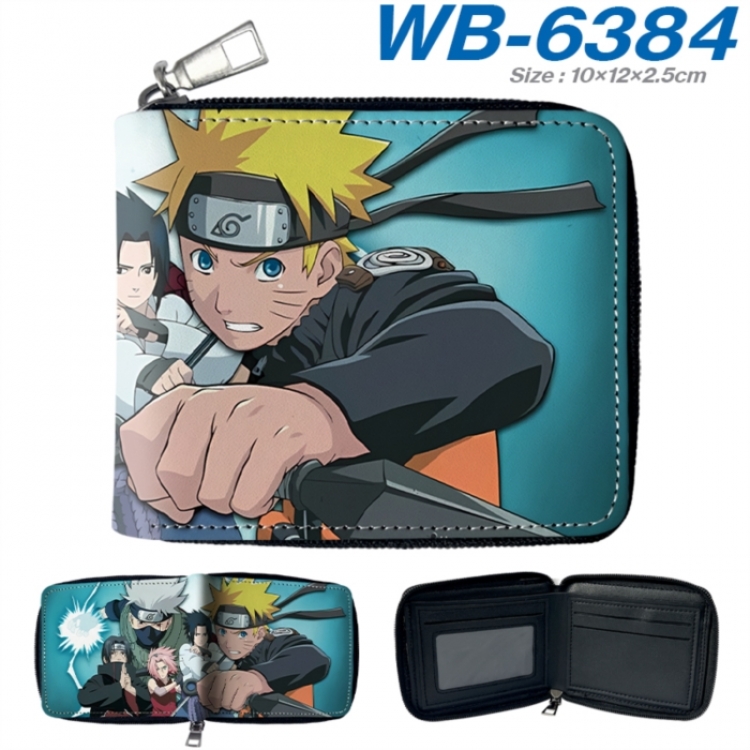 Naruto Anime color short full zip folding wallet 10x12x2.5cm