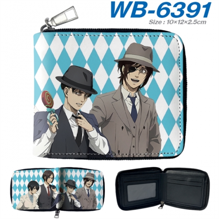 Shingeki no Kyojin Anime color short full zip folding wallet 10x12x2.5cm