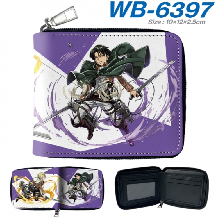 Shingeki no Kyojin Anime color short full zip folding wallet 10x12x2.5cm