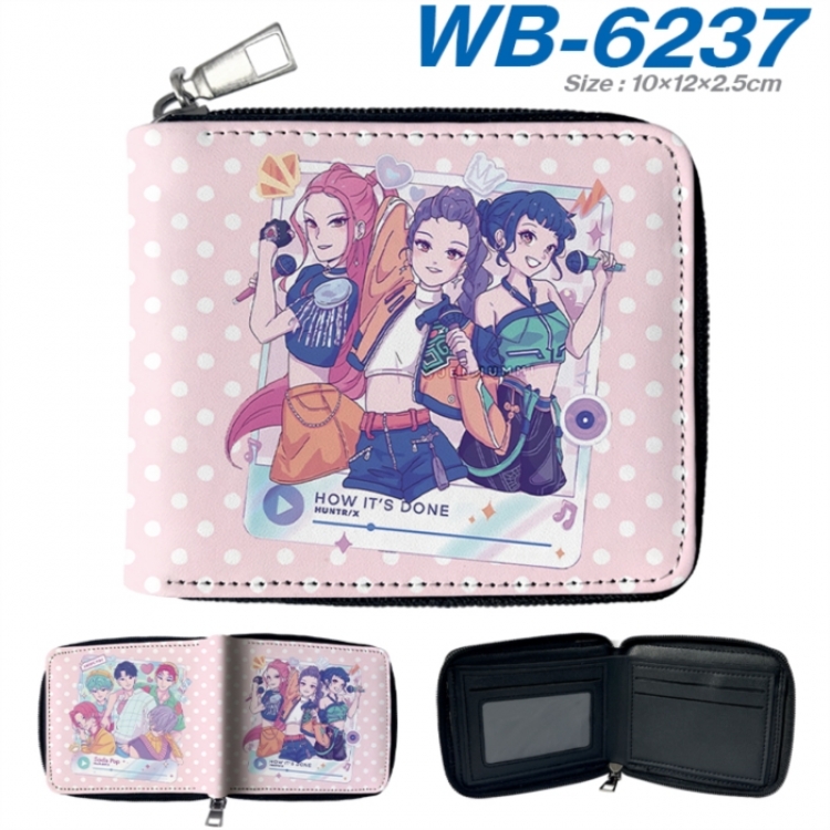 K-Pop Demon Hunters Anime color short full zip folding wallet 10x12x2.5cm