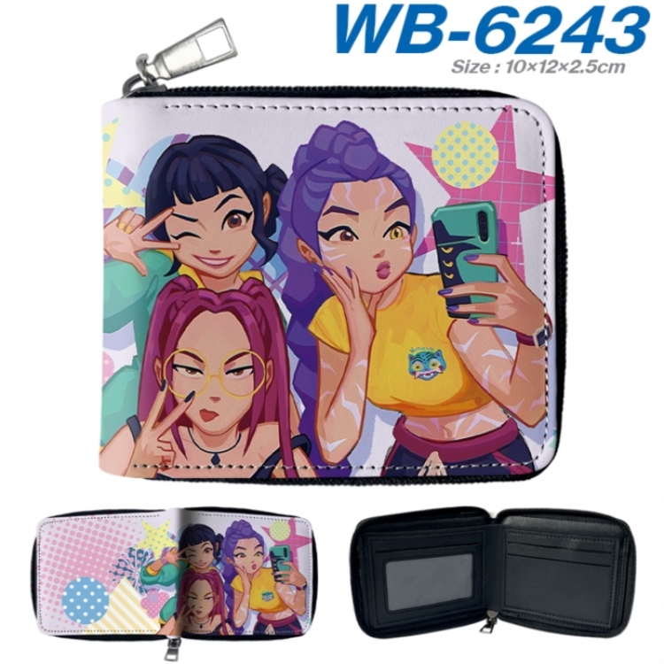 K-Pop Demon Hunters Anime color short full zip folding wallet 10x12x2.5cm
