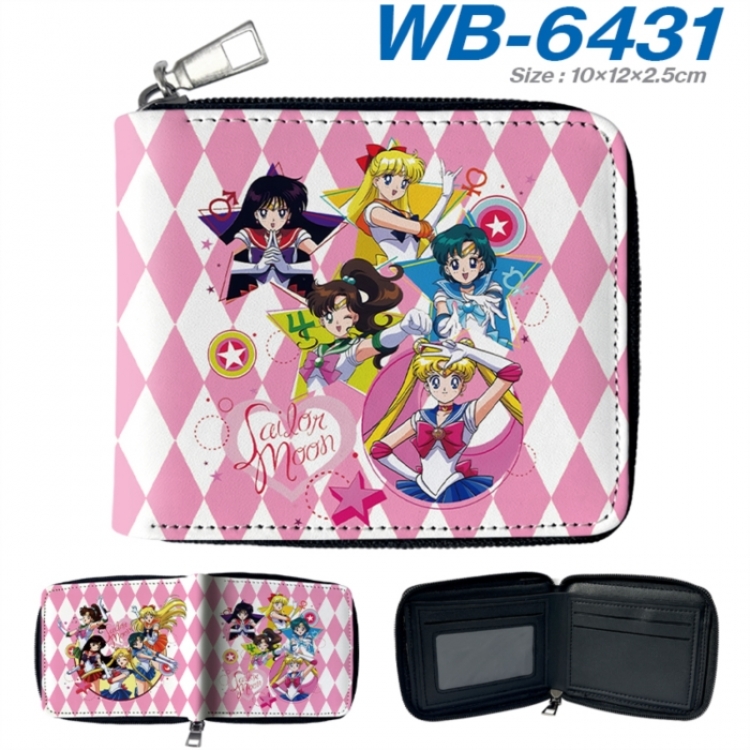 sailormoon Anime color short full zip folding wallet 10x12x2.5cm