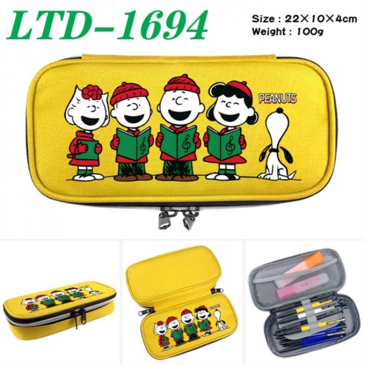 Peanuts Anime Waterproof canvas zipper clamshell pencil case pencil case 22x10x4cm