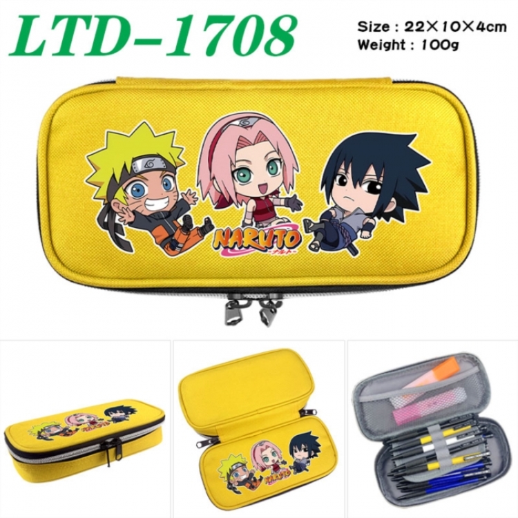 Naruto Anime Waterproof canvas zipper clamshell pencil case pencil case 22x10x4cm