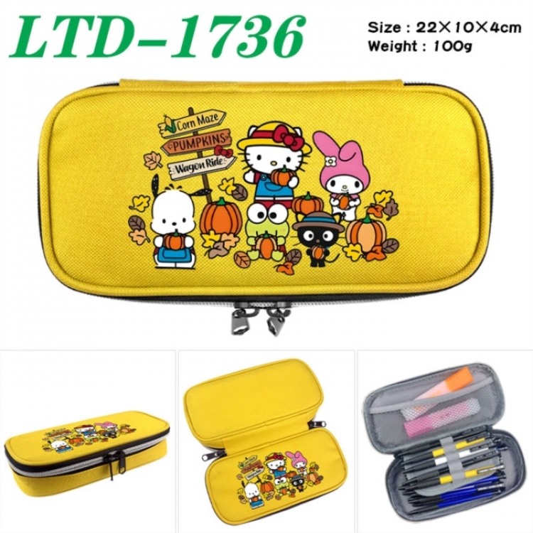 Sanrio Anime Waterproof canvas zipper clamshell pencil case pencil case 22x10x4cm