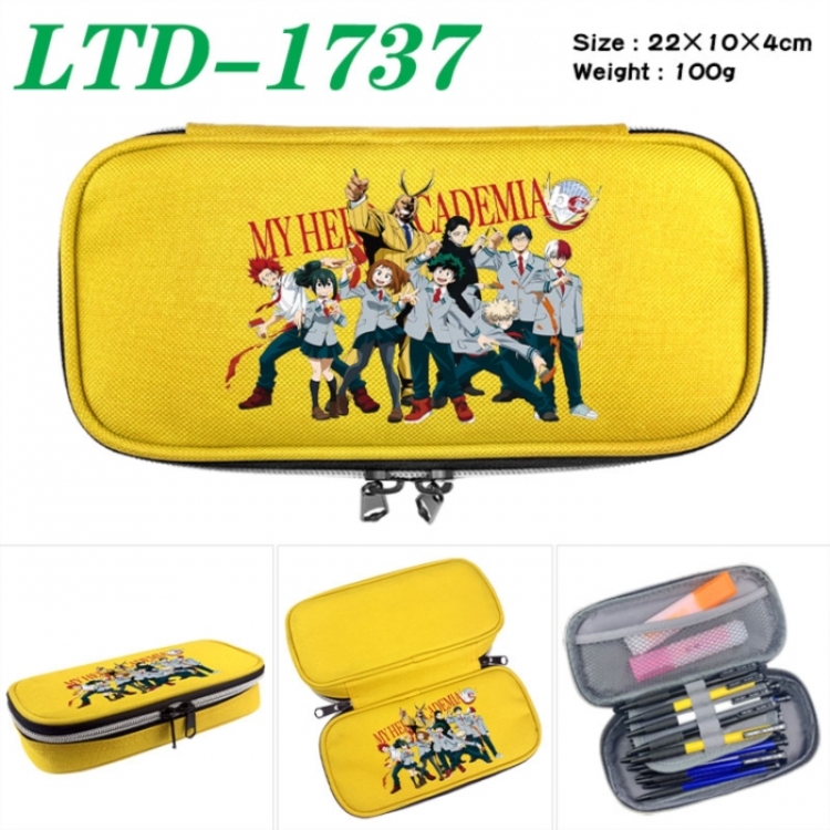 My Hero Academia Anime Waterproof canvas zipper clamshell pencil case pencil case 22x10x4cm