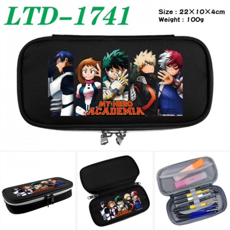 My Hero Academia Anime Waterproof canvas zipper clamshell pencil case pencil case 22x10x4cm
