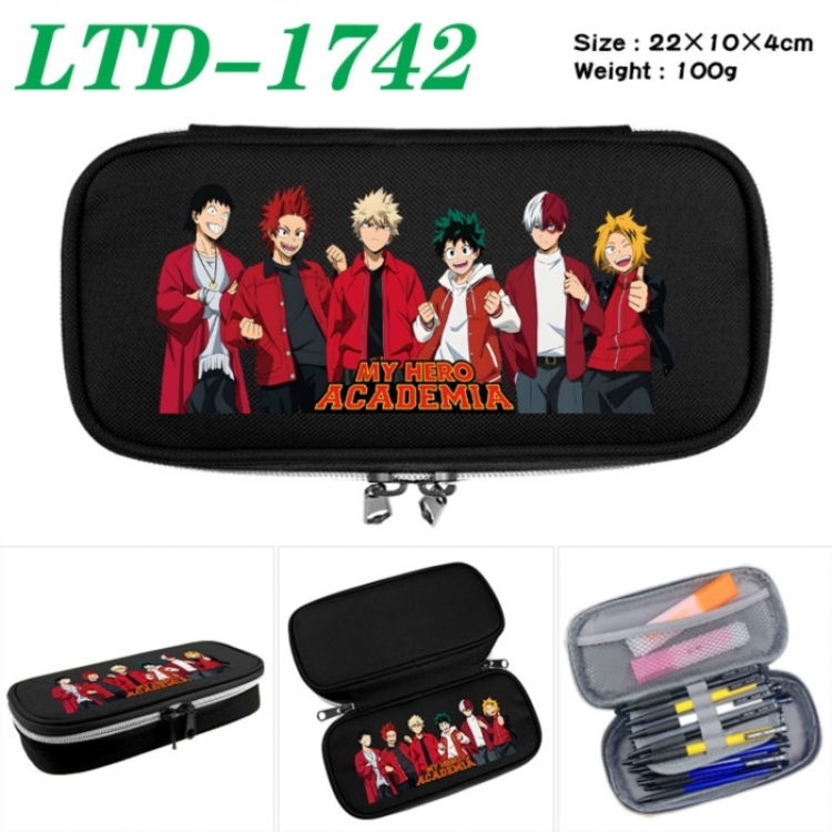 My Hero Academia Anime Waterproof canvas zipper clamshell pencil case pencil case 22x10x4cm