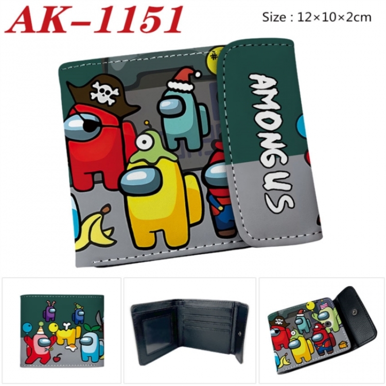 Among Us Anime PU leather full color buckle two fold wallet 12X10X2CM