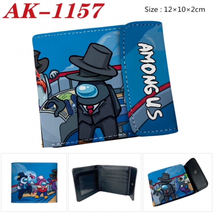 Among Us Anime PU leather full color buckle two fold wallet 12X10X2CM