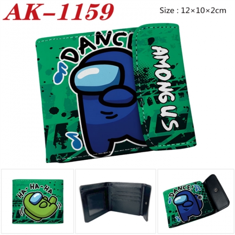 Among Us Anime PU leather full color buckle two fold wallet 12X10X2CM