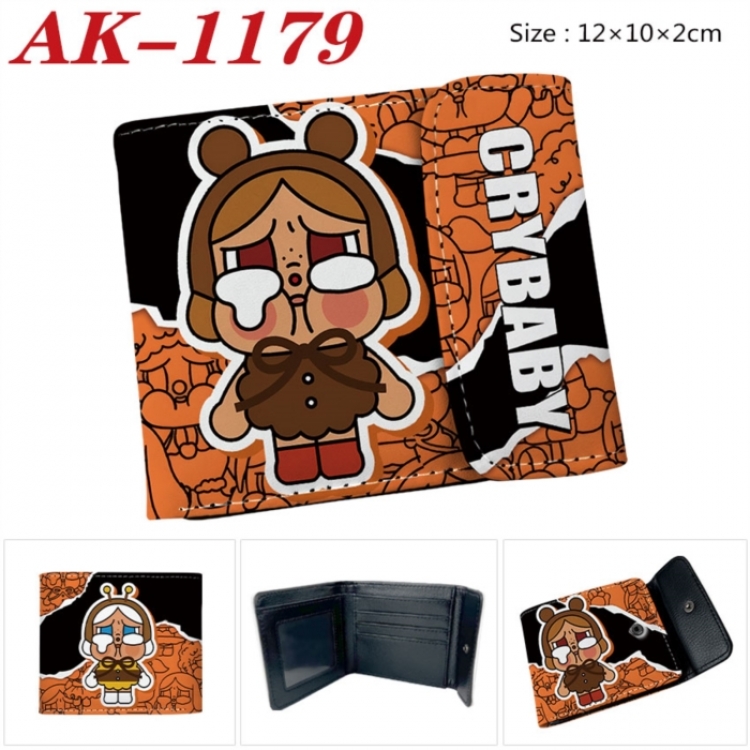 Crybaby Anime PU leather full color buckle two fold wallet 12X10X2CM