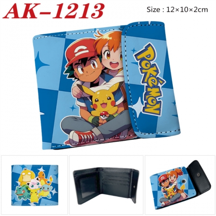Pokemon Anime PU leather full color buckle two fold wallet 12X10X2CM