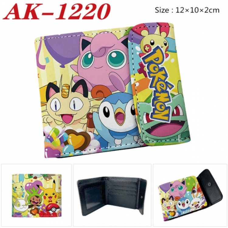 Pokemon Anime PU leather full color buckle two fold wallet 12X10X2CM