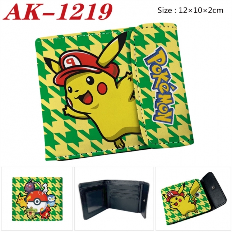 Pokemon Anime PU leather full color buckle two fold wallet 12X10X2CM