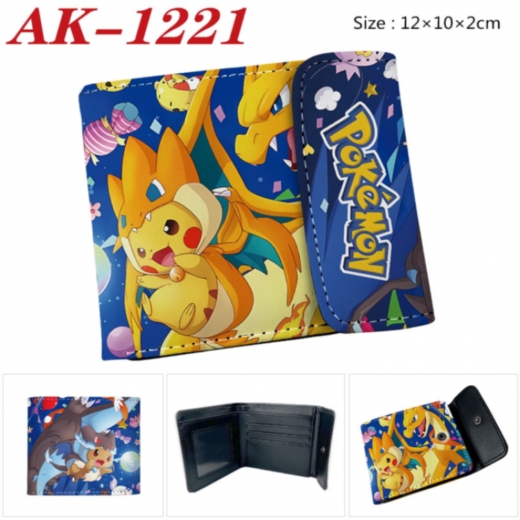 Pokemon Anime PU leather full color buckle two fold wallet 12X10X2CM