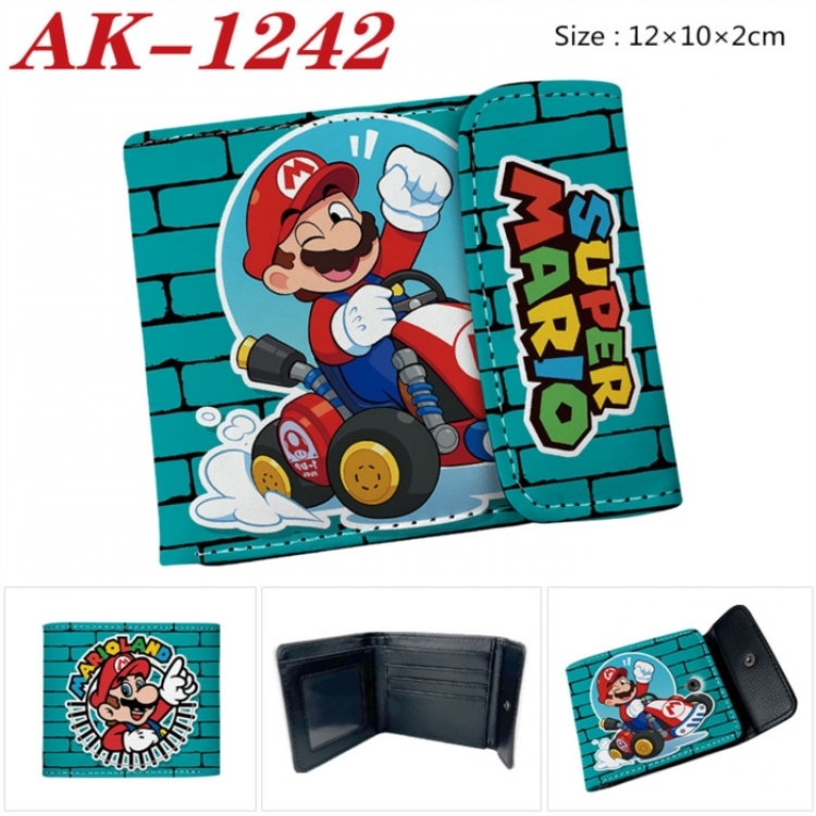 Super Mario Anime PU leather full color buckle two fold wallet 12X10X2CM