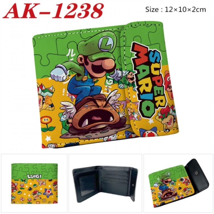 Super Mario Anime PU leather full color buckle two fold wallet 12X10X2CM