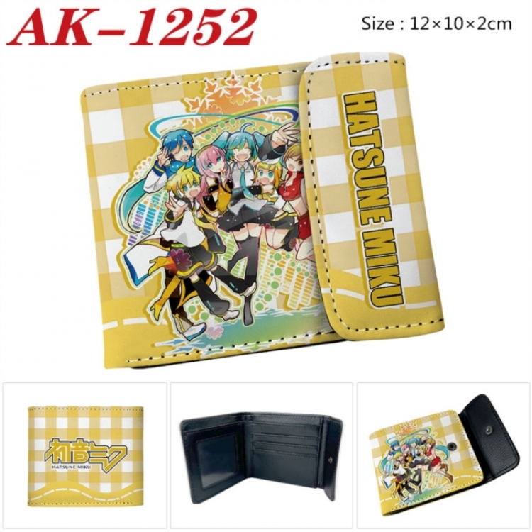 Hatsune Miku Anime PU leather full color buckle two fold wallet 12X10X2CM