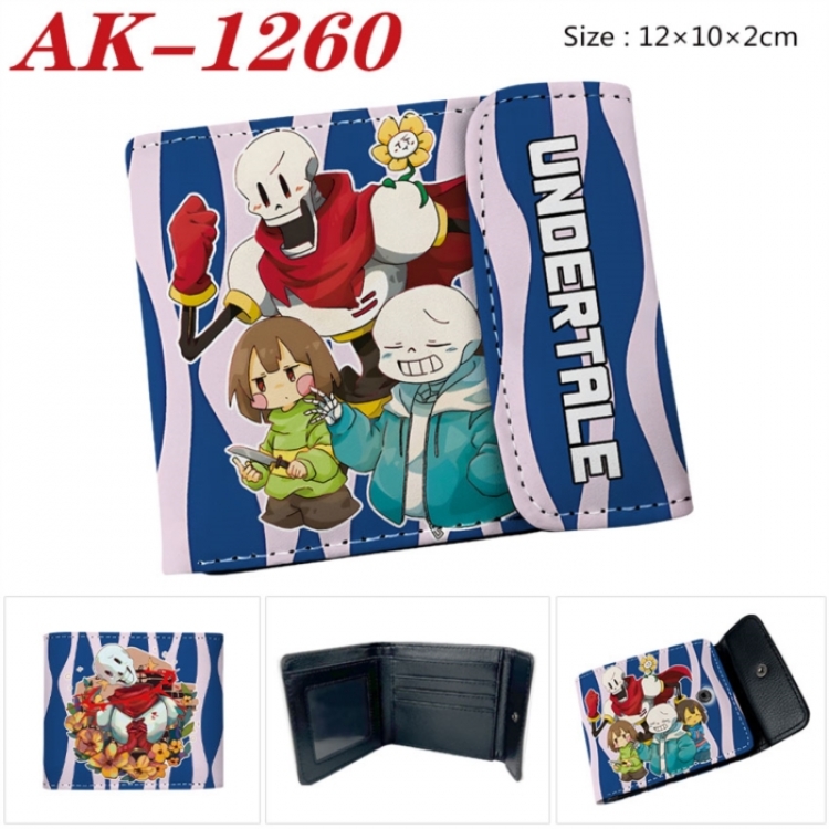 Undertale Anime PU leather full color buckle two fold wallet 12X10X2CM