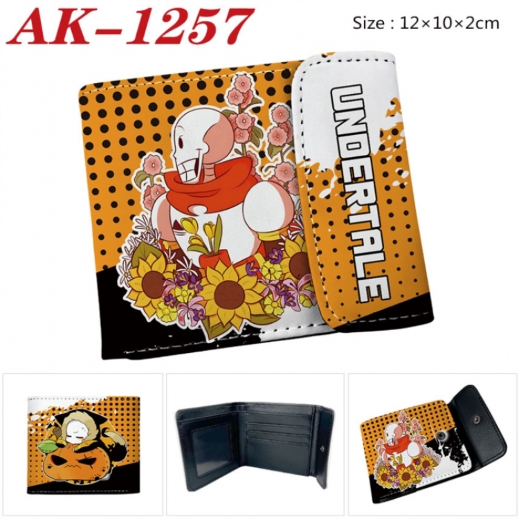 Undertale Anime PU leather full color buckle two fold wallet 12X10X2CM