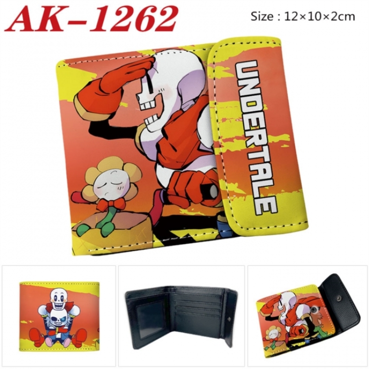 Undertale Anime PU leather full color buckle two fold wallet 12X10X2CM