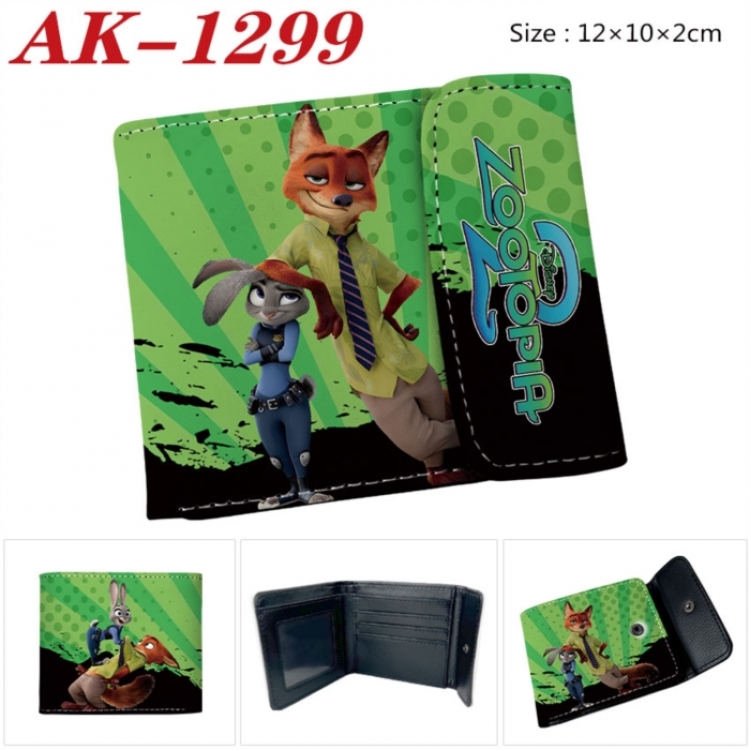 Zootopia Anime PU leather full color buckle two fold wallet 12X10X2CM