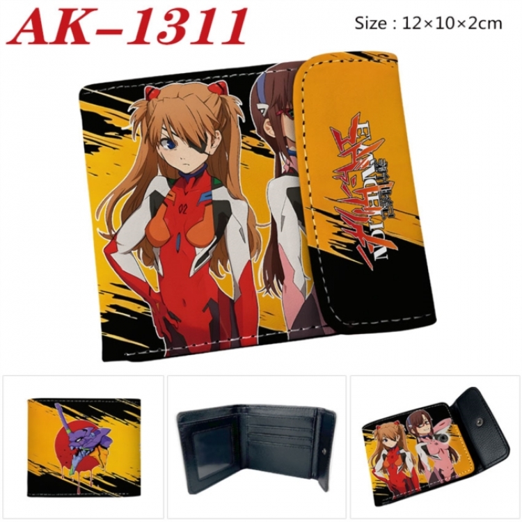 EVA Anime PU leather full color buckle two fold wallet 12X10X2CM