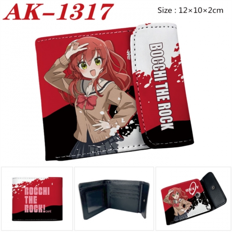 BOCCHI THE ROCK! Anime PU leather full color buckle two fold wallet 12X10X2CM